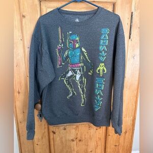 Disney Star Wars Boba Fett Bounty Hunter (in Aurebesh) Sweatshirt Size Medium